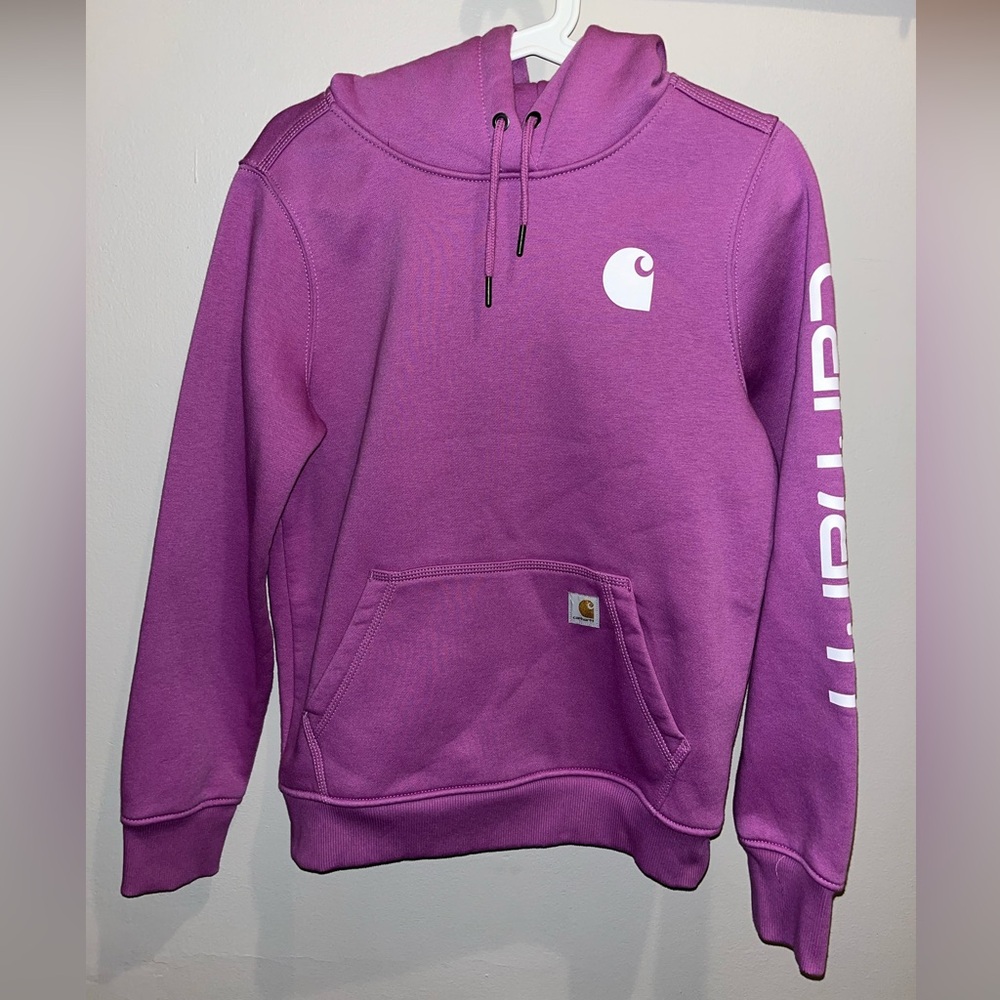 NWOT Carhartt Women's Purple Logo Sleeve Hoodie -XS 0-2